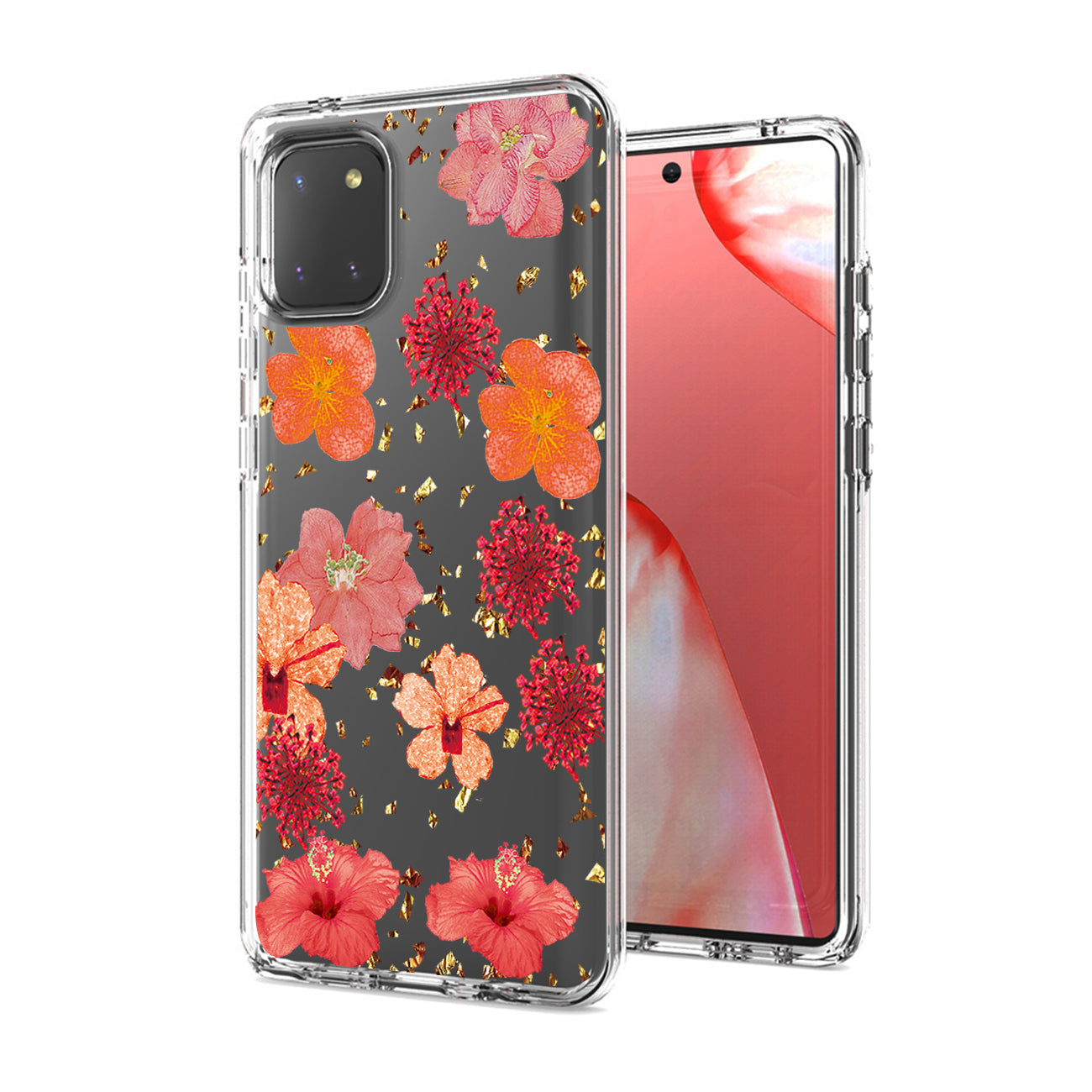Pressed dried flower Design Phone case for SAMSUNG GALAXY A81/Note 10 Lite/M60S In Red